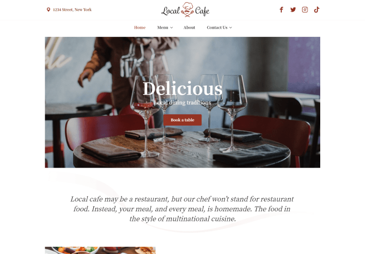 Site Builder - Local Cafe